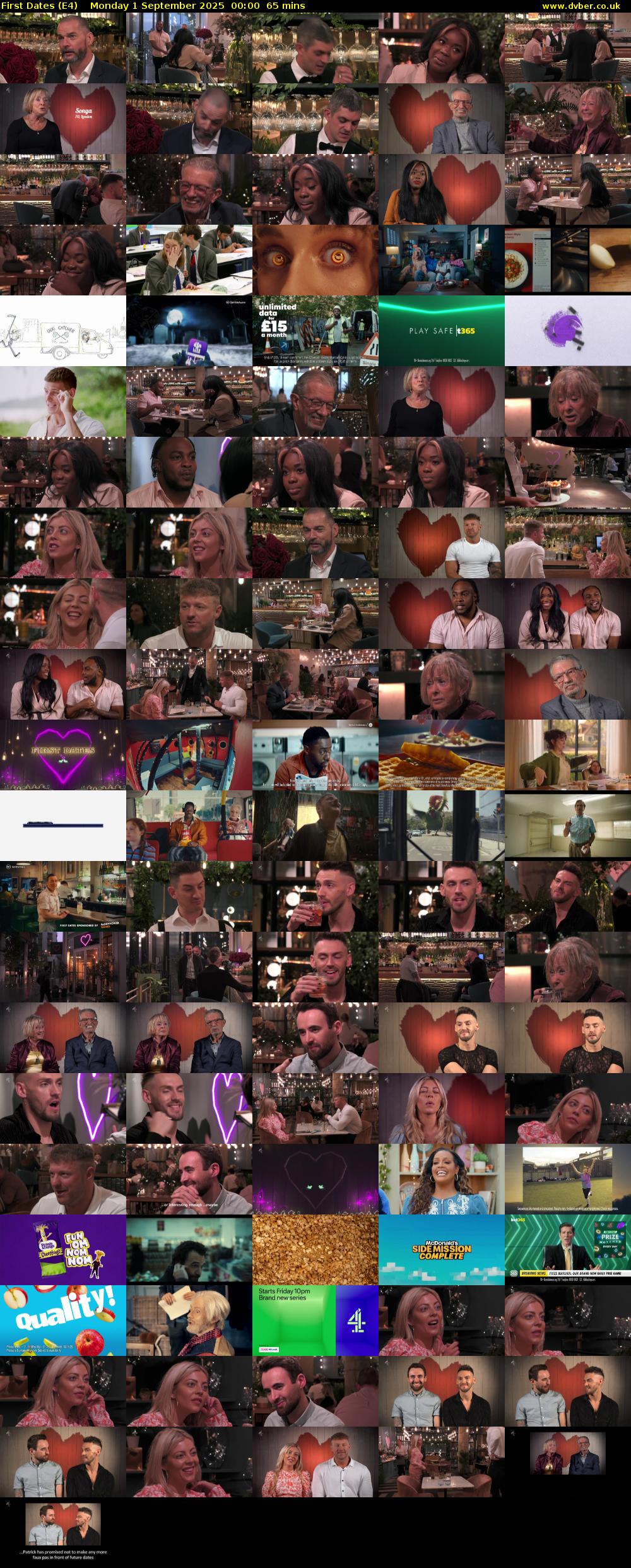 First Dates (E4) Monday 1 September 2025 00:00 - 01:05