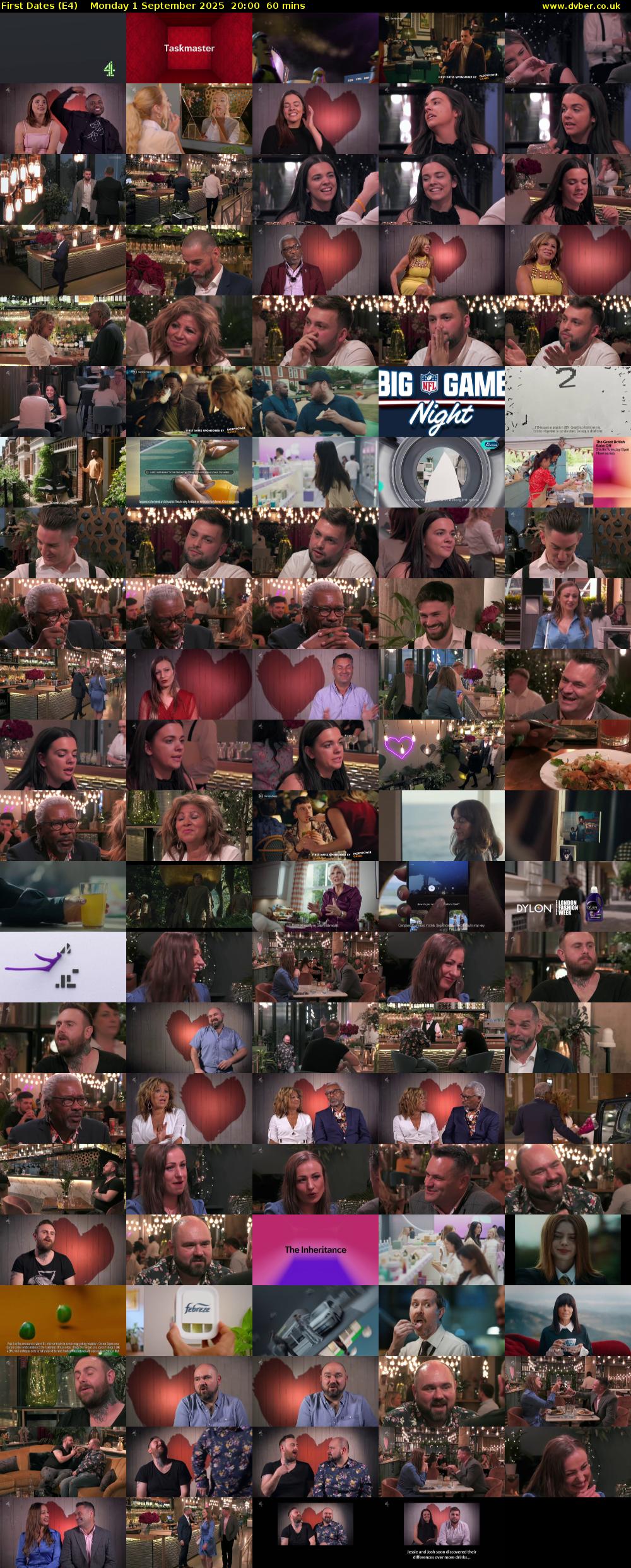 First Dates (E4) Monday 1 September 2025 20:00 - 21:00
