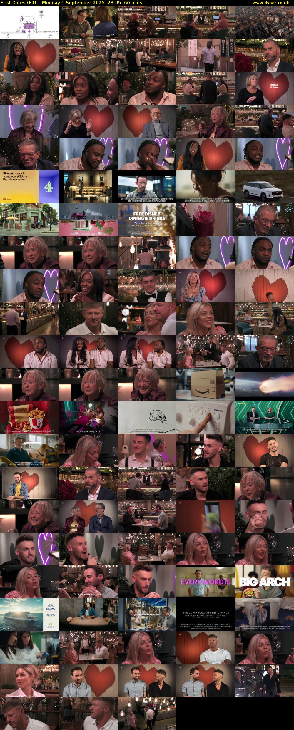 First Dates (E4) Monday 1 September 2025 23:05 - 00:05