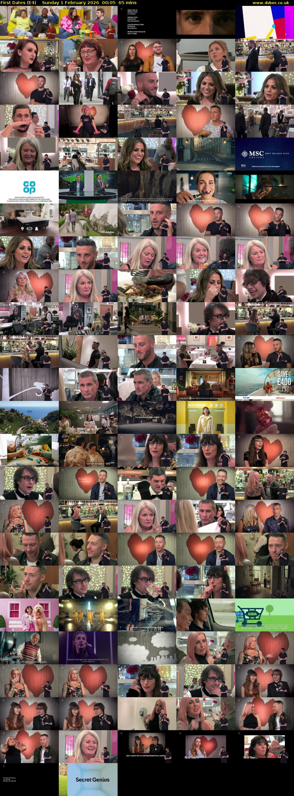 First Dates (E4) Sunday 1 February 2026 00:05 - 01:10