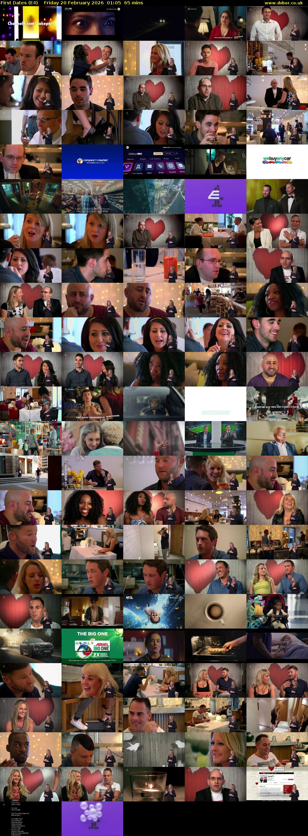 First Dates (E4) Friday 20 February 2026 01:05 - 02:10