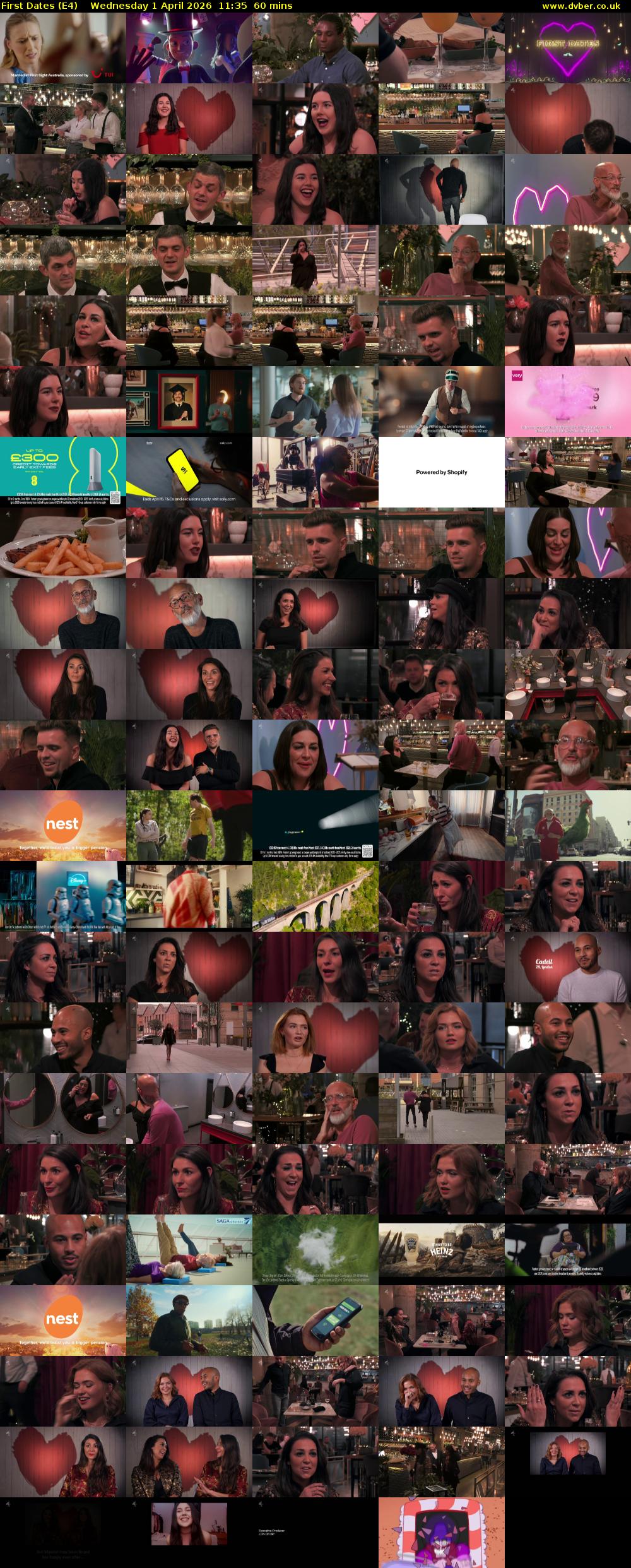 First Dates (E4) Wednesday 1 April 2026 11:35 - 12:35