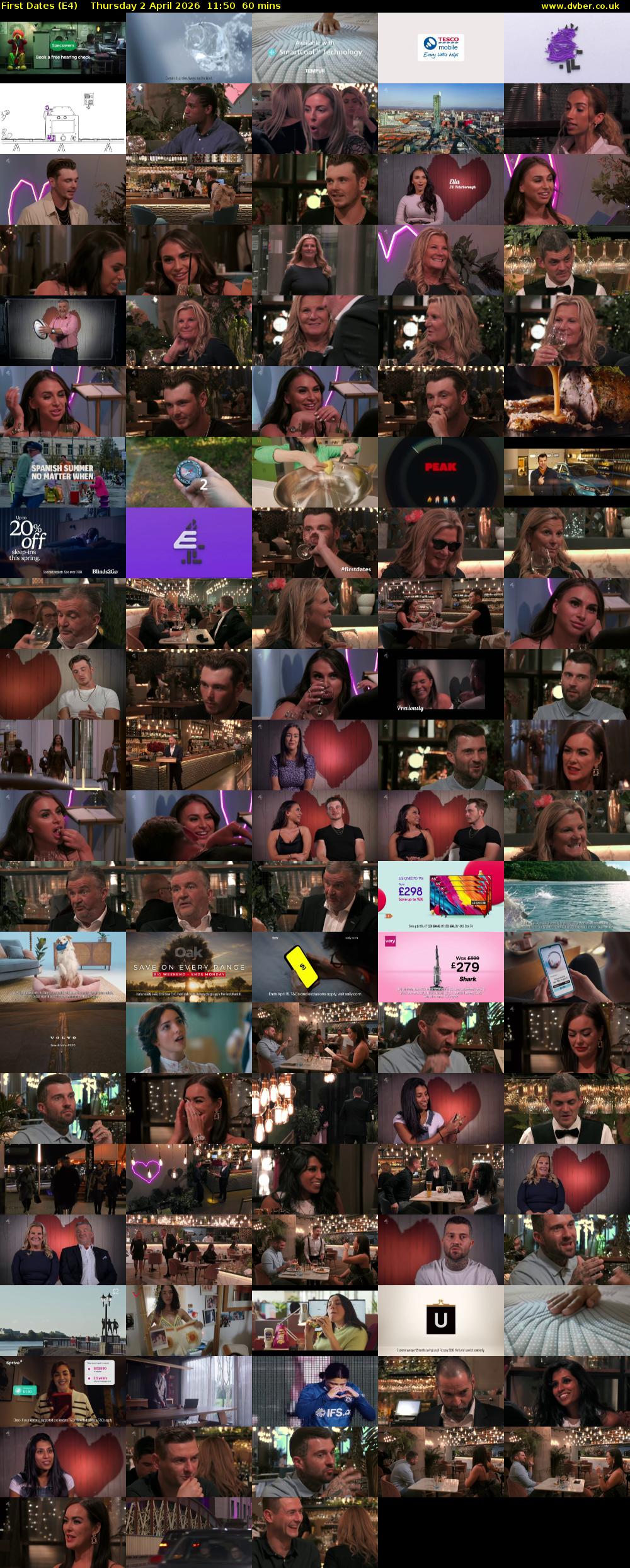 First Dates (E4) Thursday 2 April 2026 11:50 - 12:50