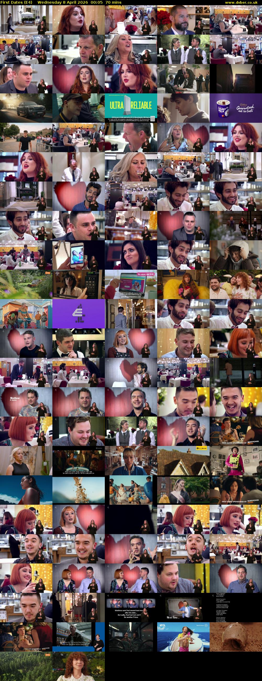 First Dates (E4) Wednesday 8 April 2026 00:05 - 01:15
