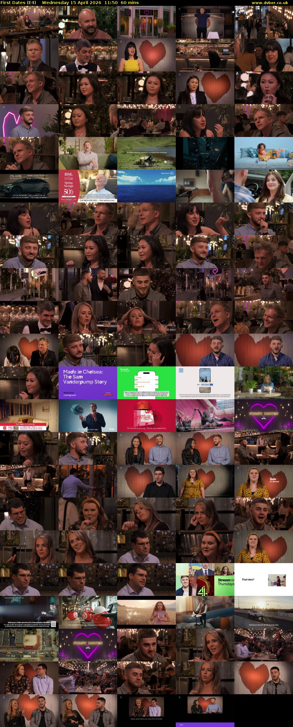 First Dates (E4) Wednesday 15 April 2026 11:50 - 12:50