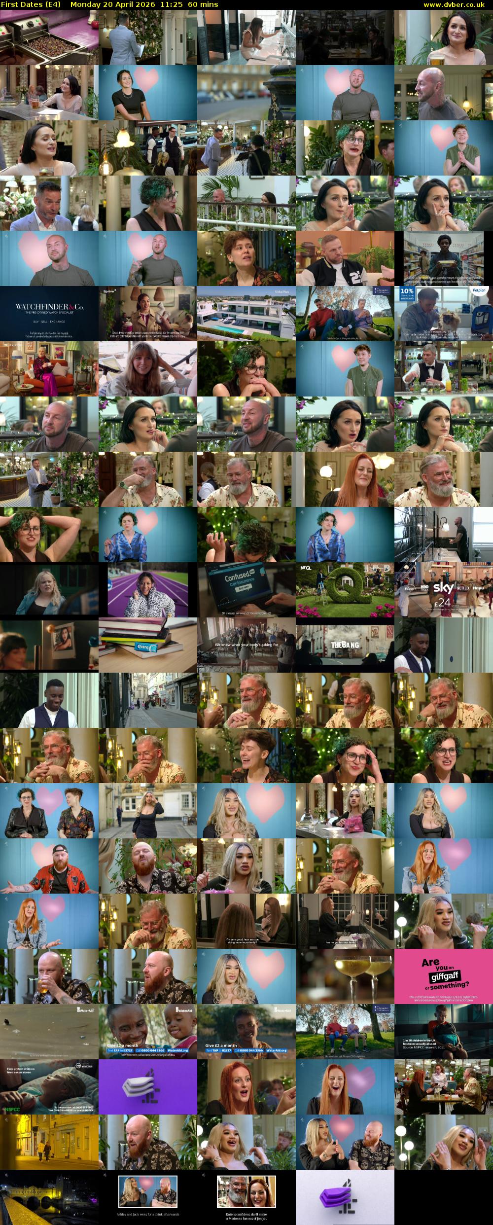 First Dates (E4) Monday 20 April 2026 11:25 - 12:25