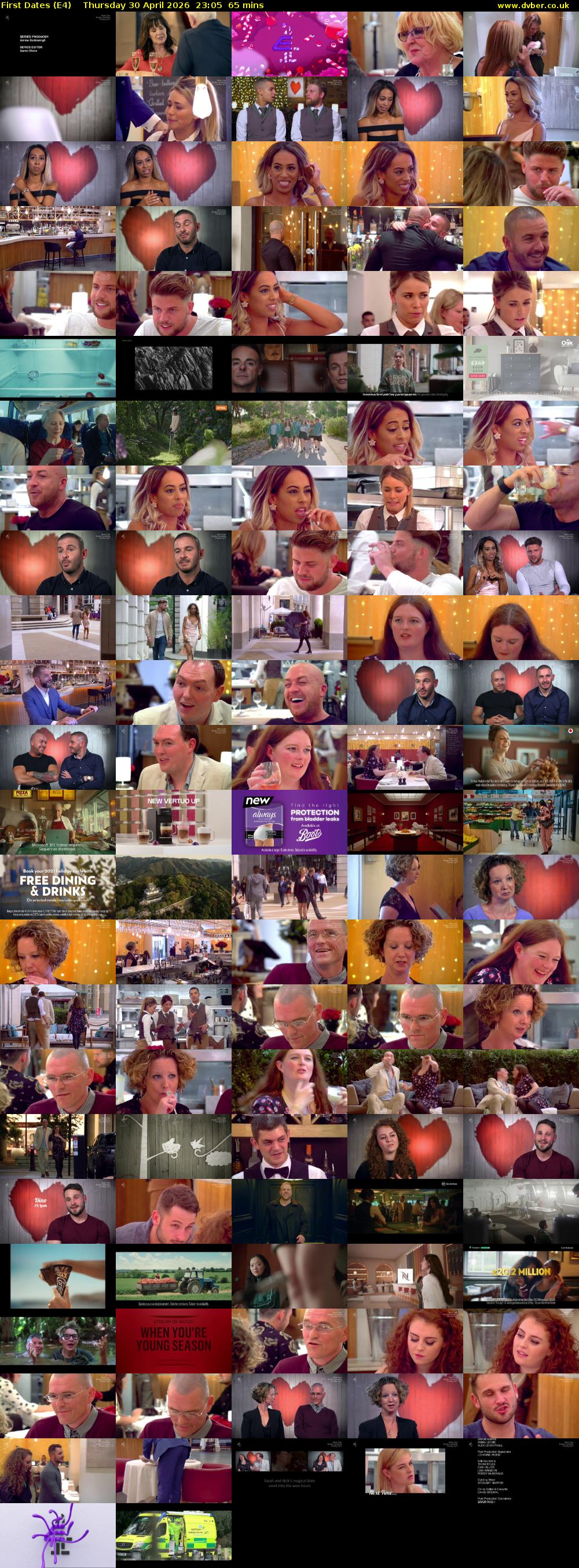 First Dates (E4) Thursday 30 April 2026 23:05 - 00:10