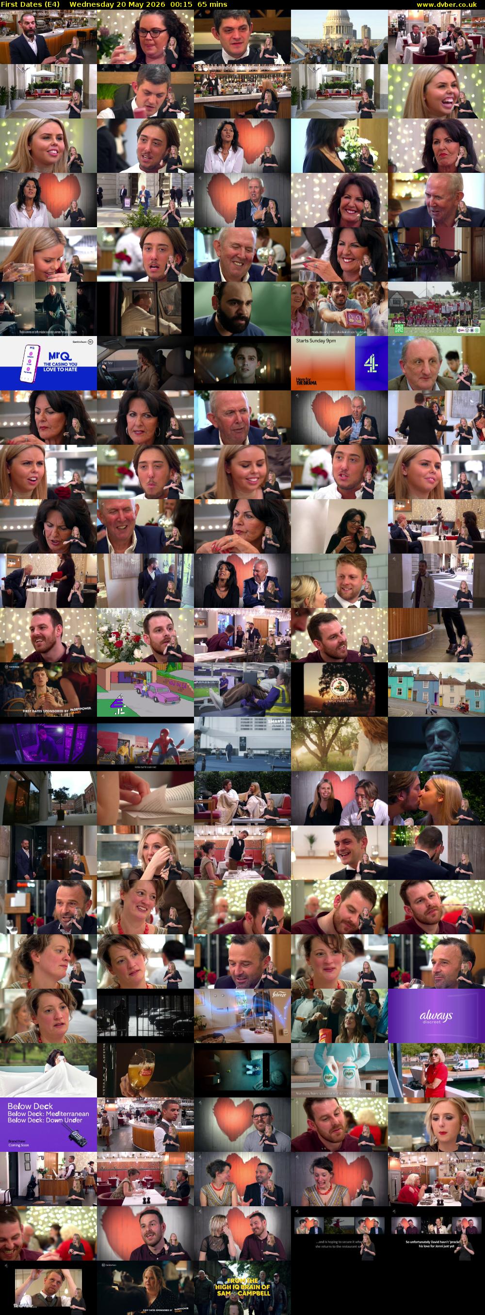 First Dates (E4) Wednesday 20 May 2026 00:15 - 01:20