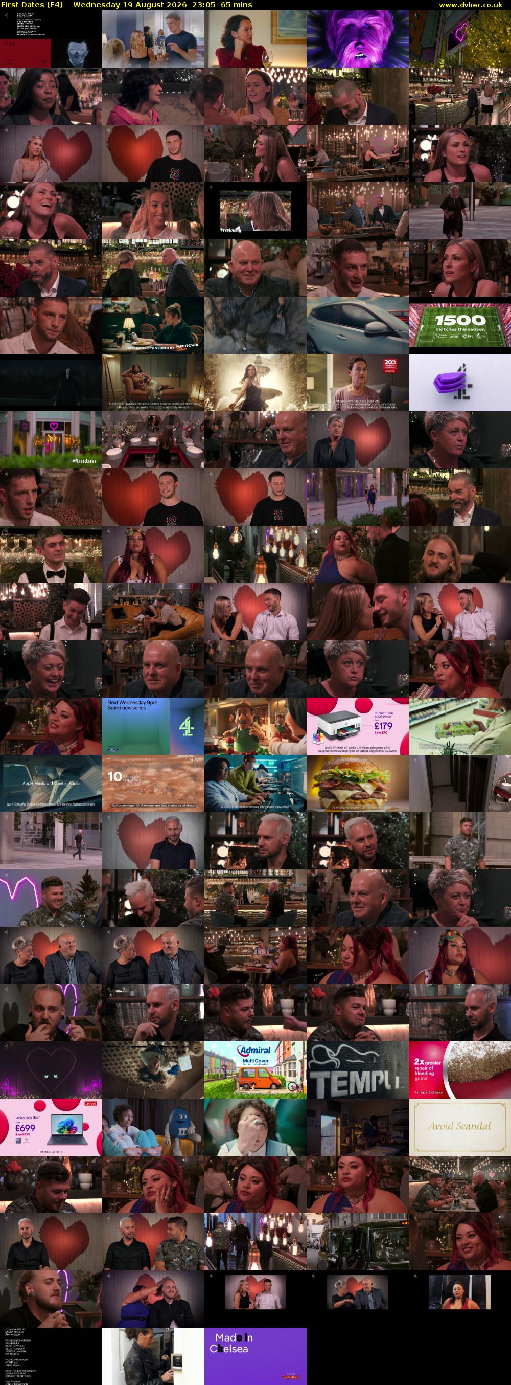 First Dates (E4) Wednesday 19 August 2026 23:05 - 00:10