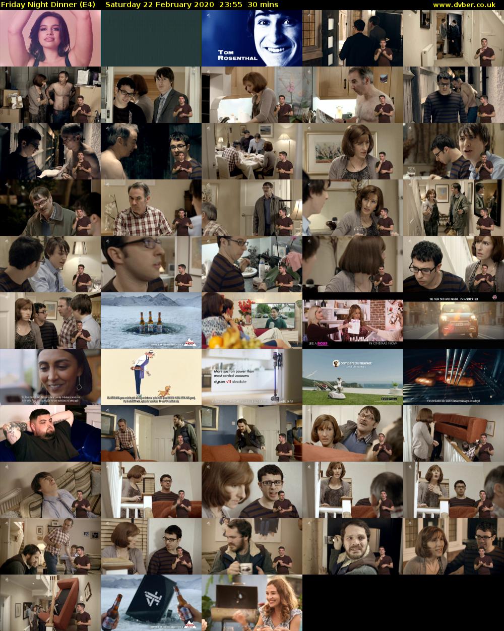 Friday Night Dinner (E4) Saturday 22 February 2020 23:55 - 00:25