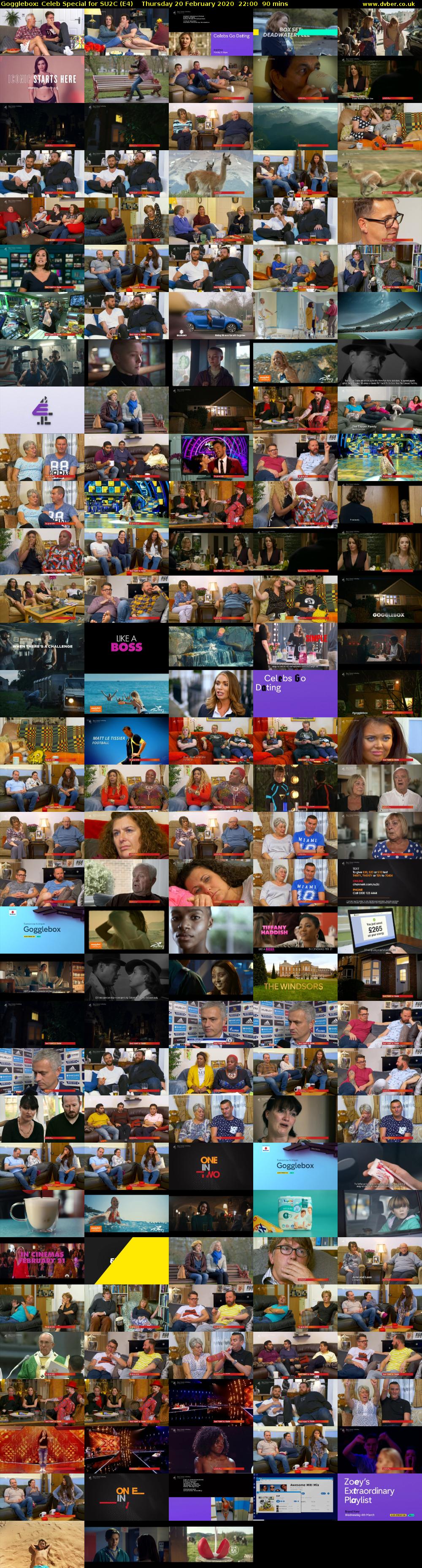 Gogglebox: Celeb Special for SU2C (E4) Thursday 20 February 2020 22:00 - 23:30