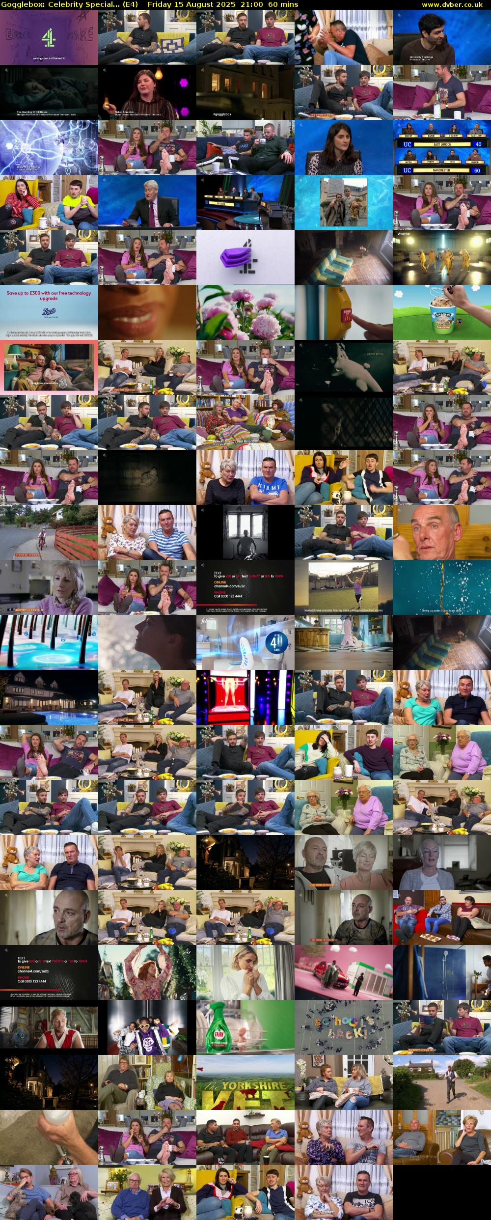 Gogglebox: Celebrity Special... (E4) Friday 15 August 2025 21:00 - 22:00