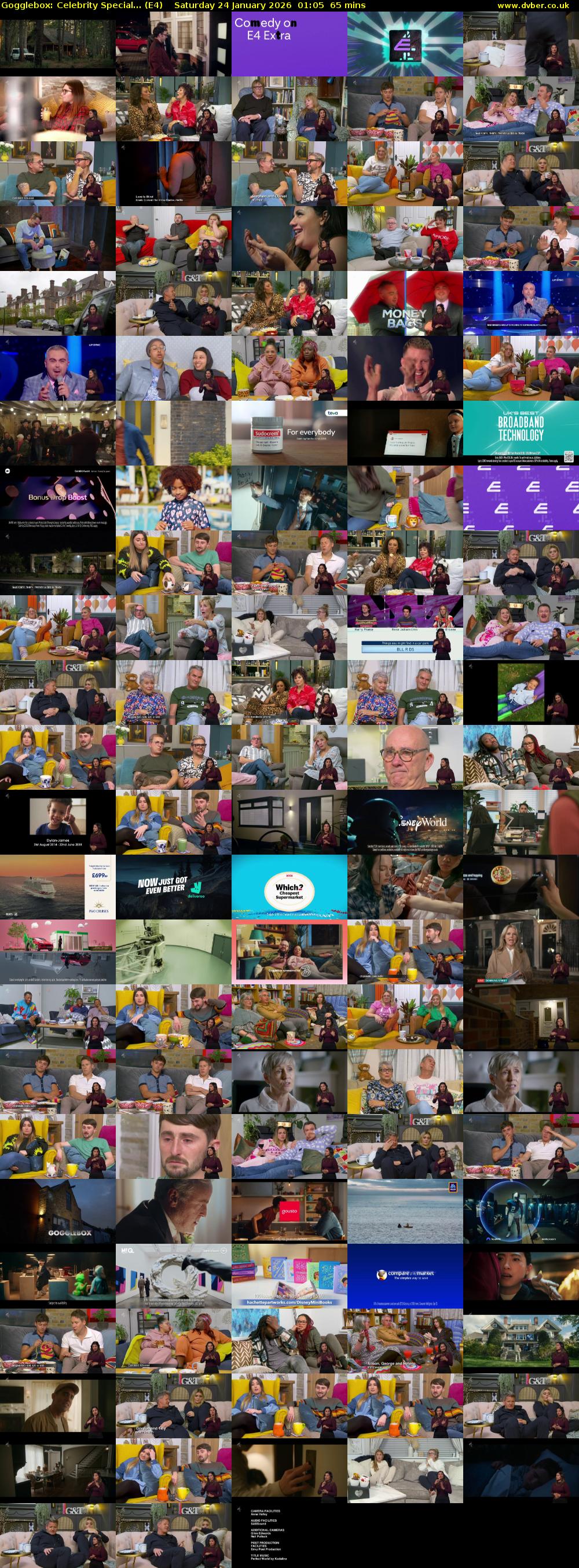 Gogglebox: Celebrity Special... (E4) Saturday 24 January 2026 01:05 - 02:10
