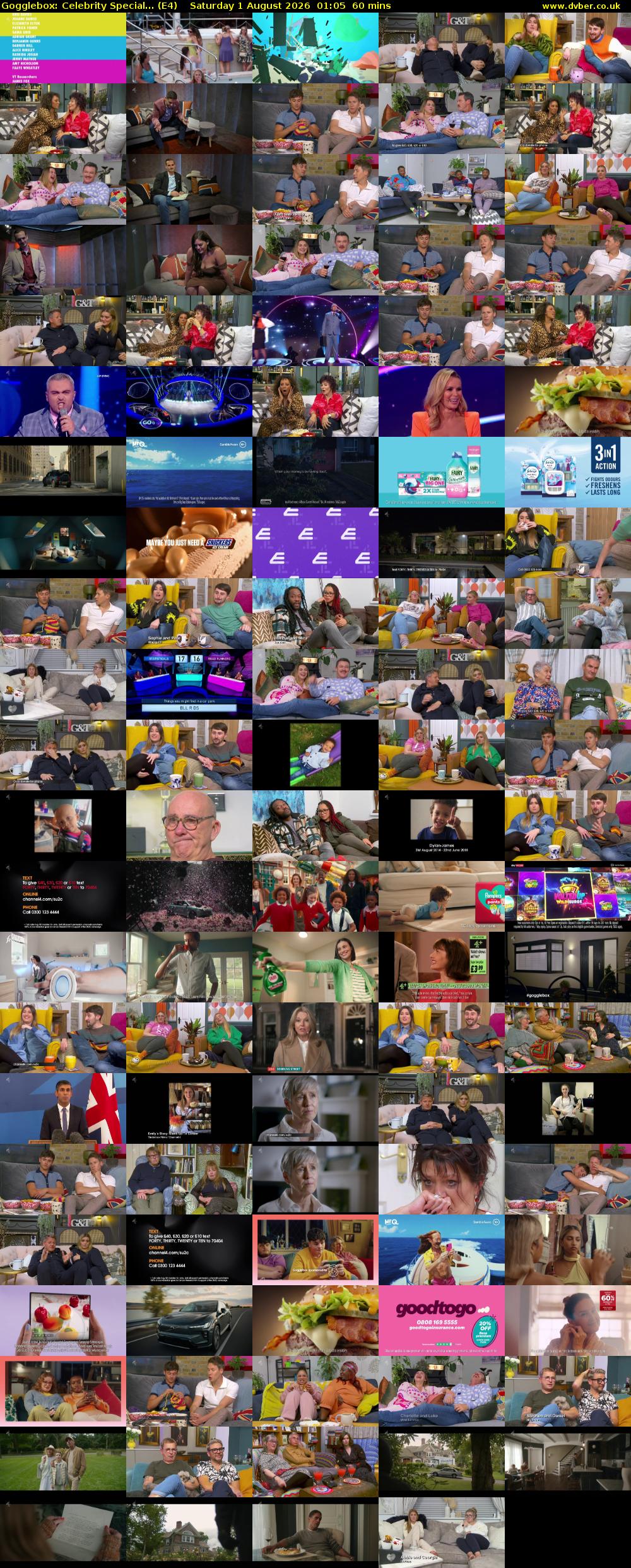 Gogglebox: Celebrity Special... (E4) Saturday 1 August 2026 01:05 - 02:05