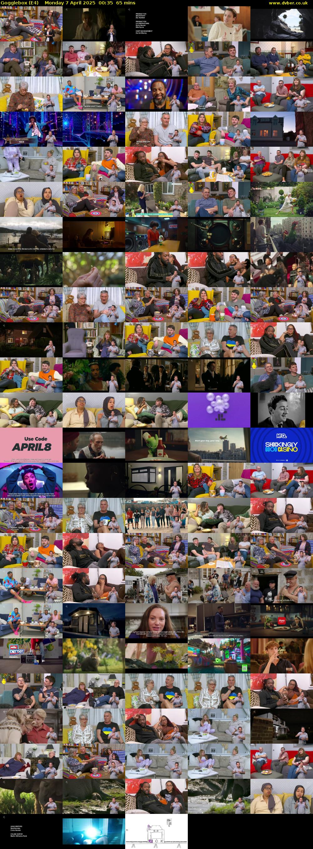Gogglebox (E4) Monday 7 April 2025 00:35 - 01:40