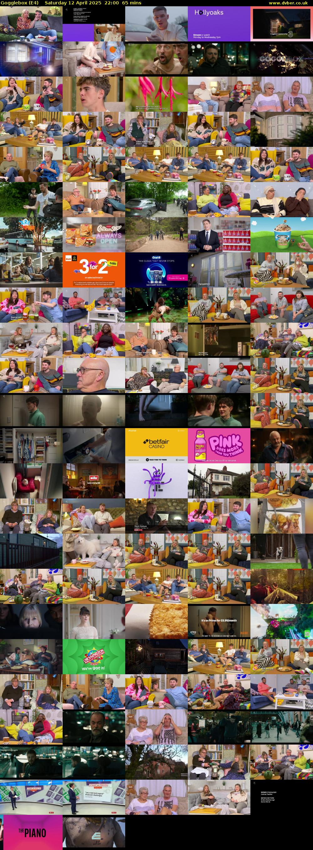 Gogglebox (E4) Saturday 12 April 2025 22:00 - 23:05