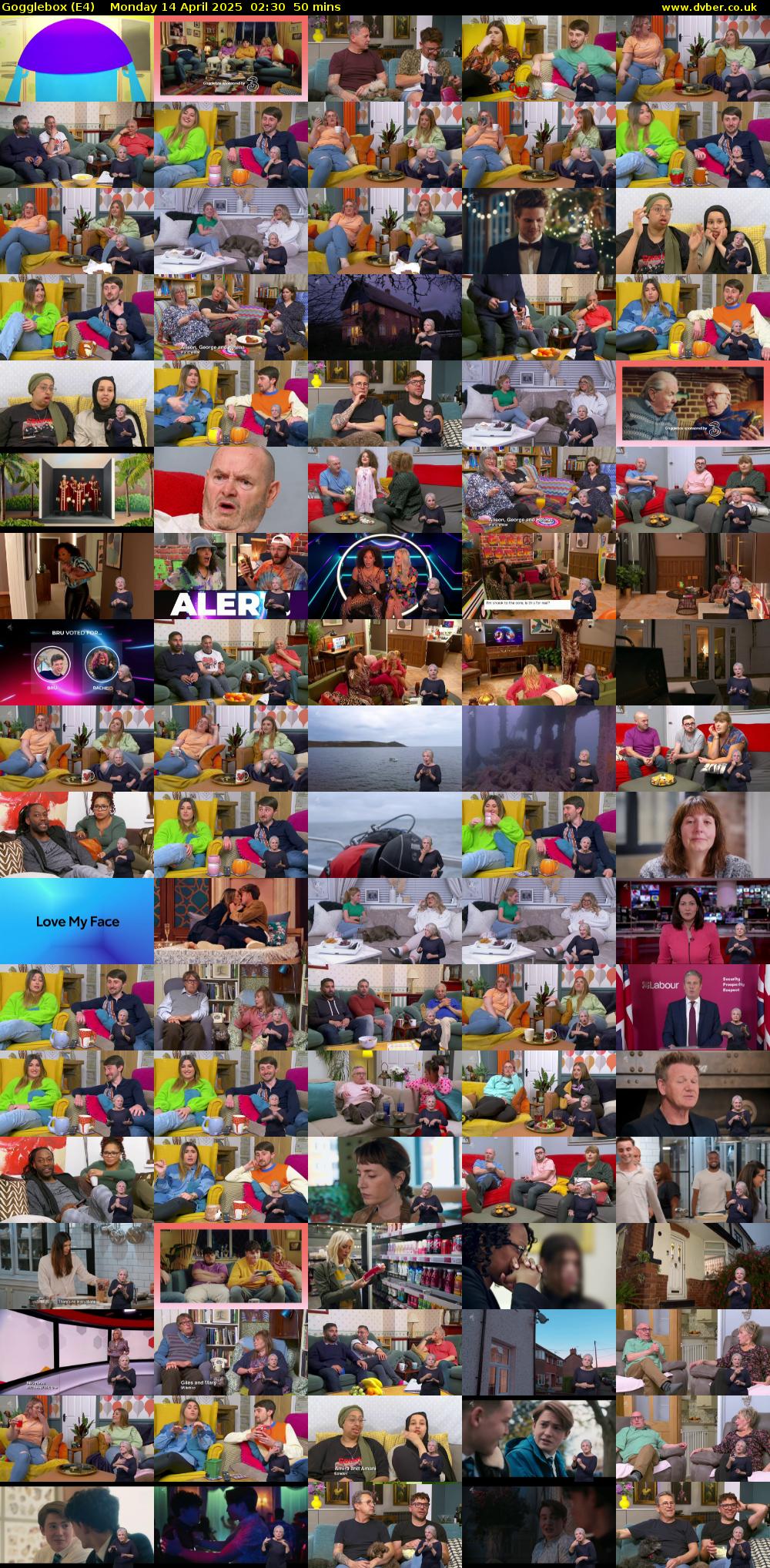 Gogglebox (E4) Monday 14 April 2025 02:30 - 03:20
