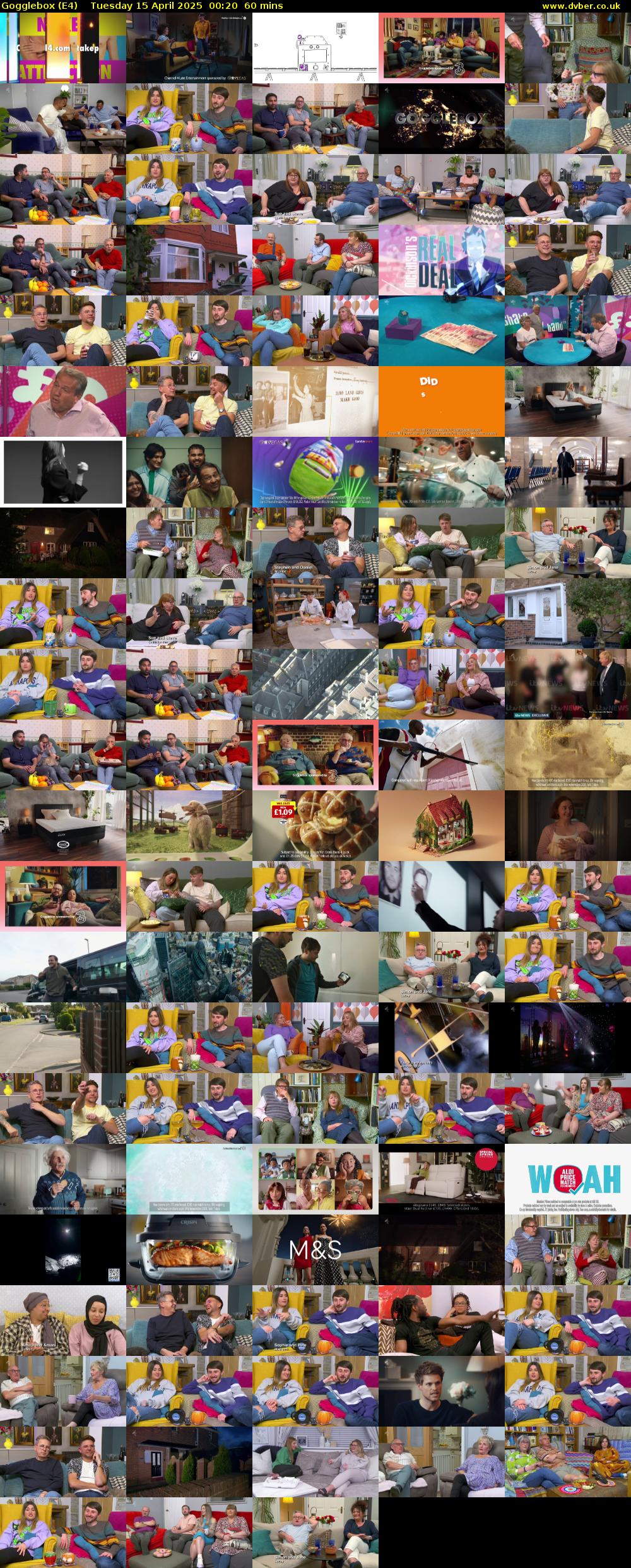 Gogglebox (E4) Tuesday 15 April 2025 00:20 - 01:20