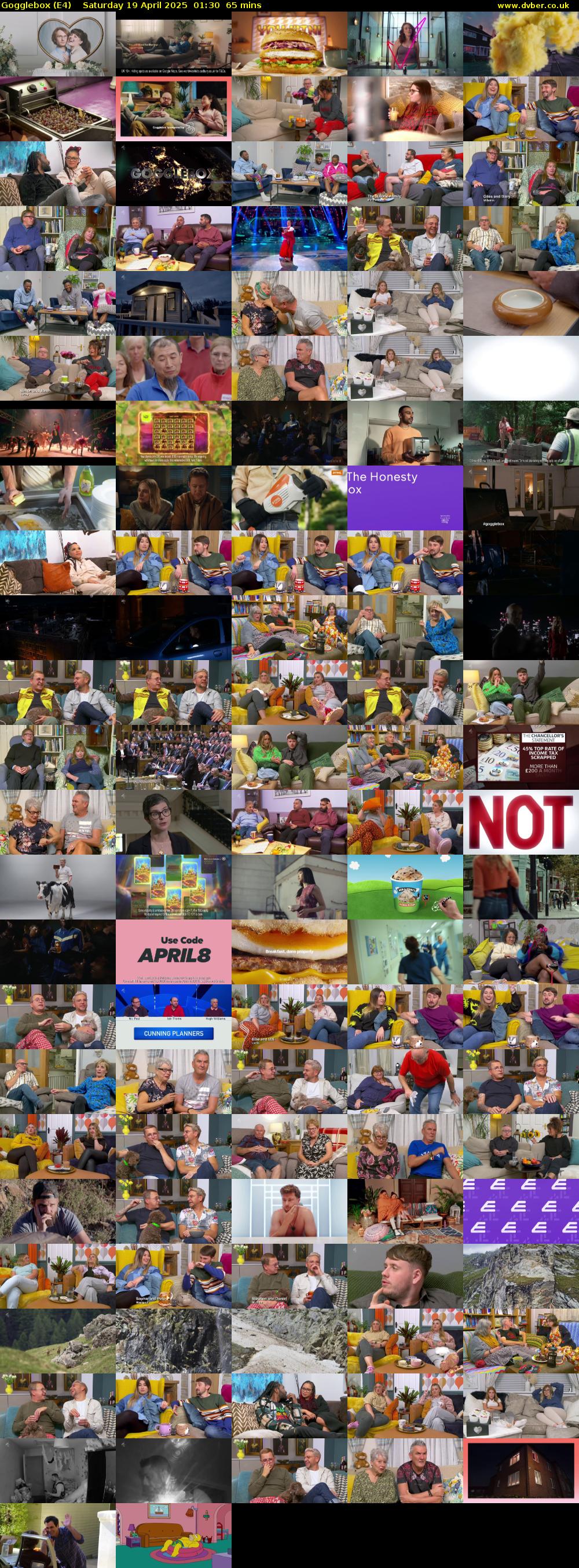 Gogglebox (E4) Saturday 19 April 2025 01:30 - 02:35