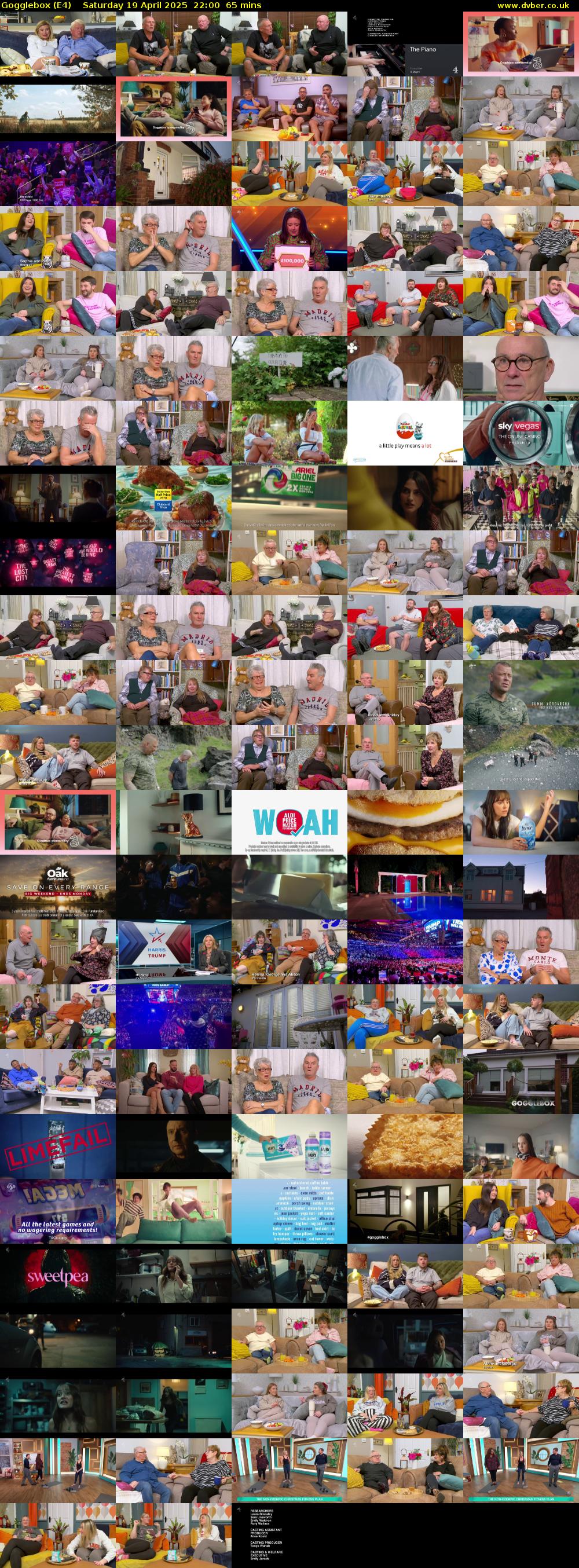 Gogglebox (E4) Saturday 19 April 2025 22:00 - 23:05