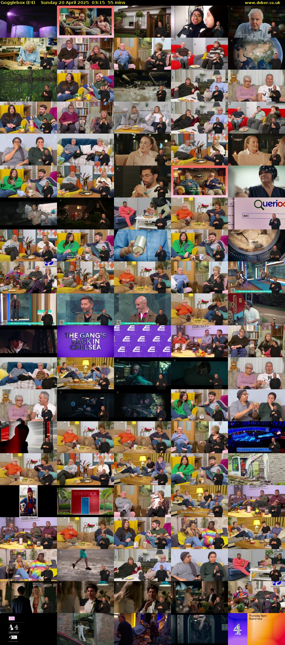Gogglebox (E4) Sunday 20 April 2025 03:15 - 04:10