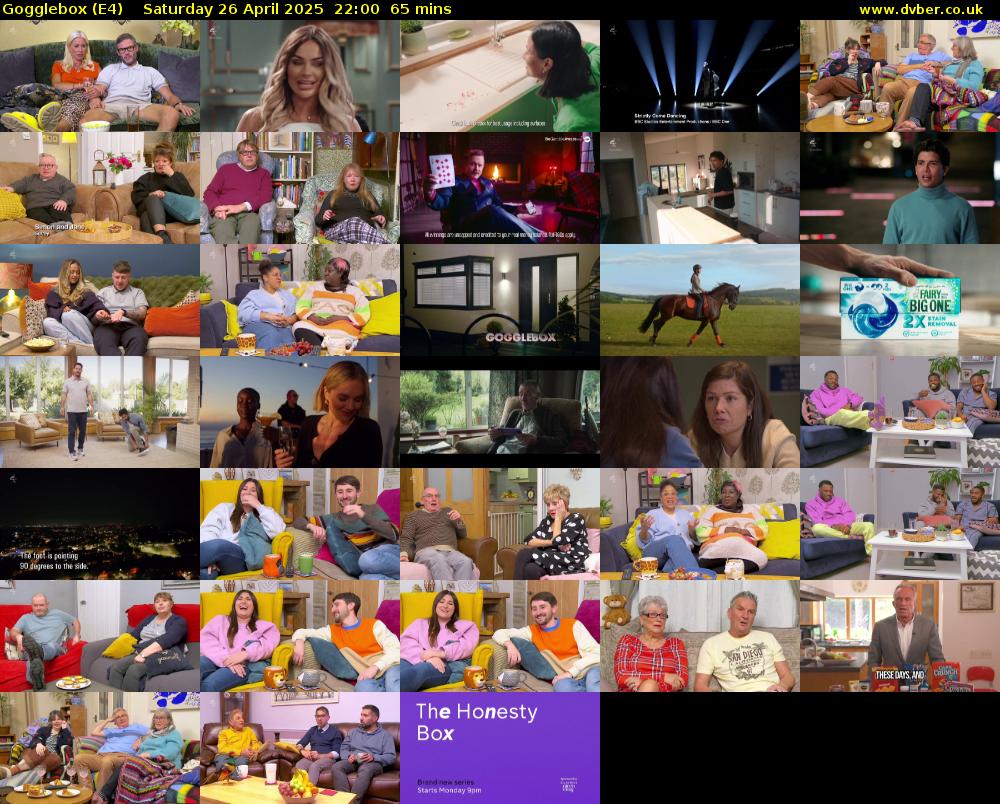 Gogglebox (E4) Saturday 26 April 2025 22:00 - 23:05