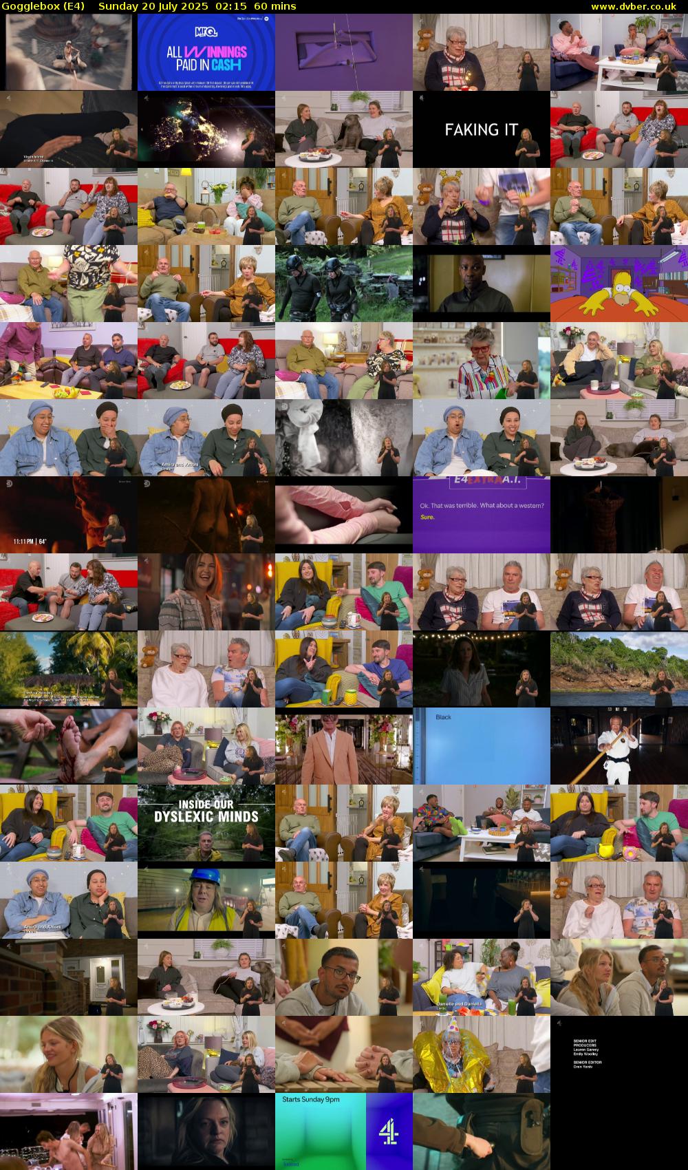 Gogglebox (E4) Sunday 20 July 2025 02:15 - 03:15