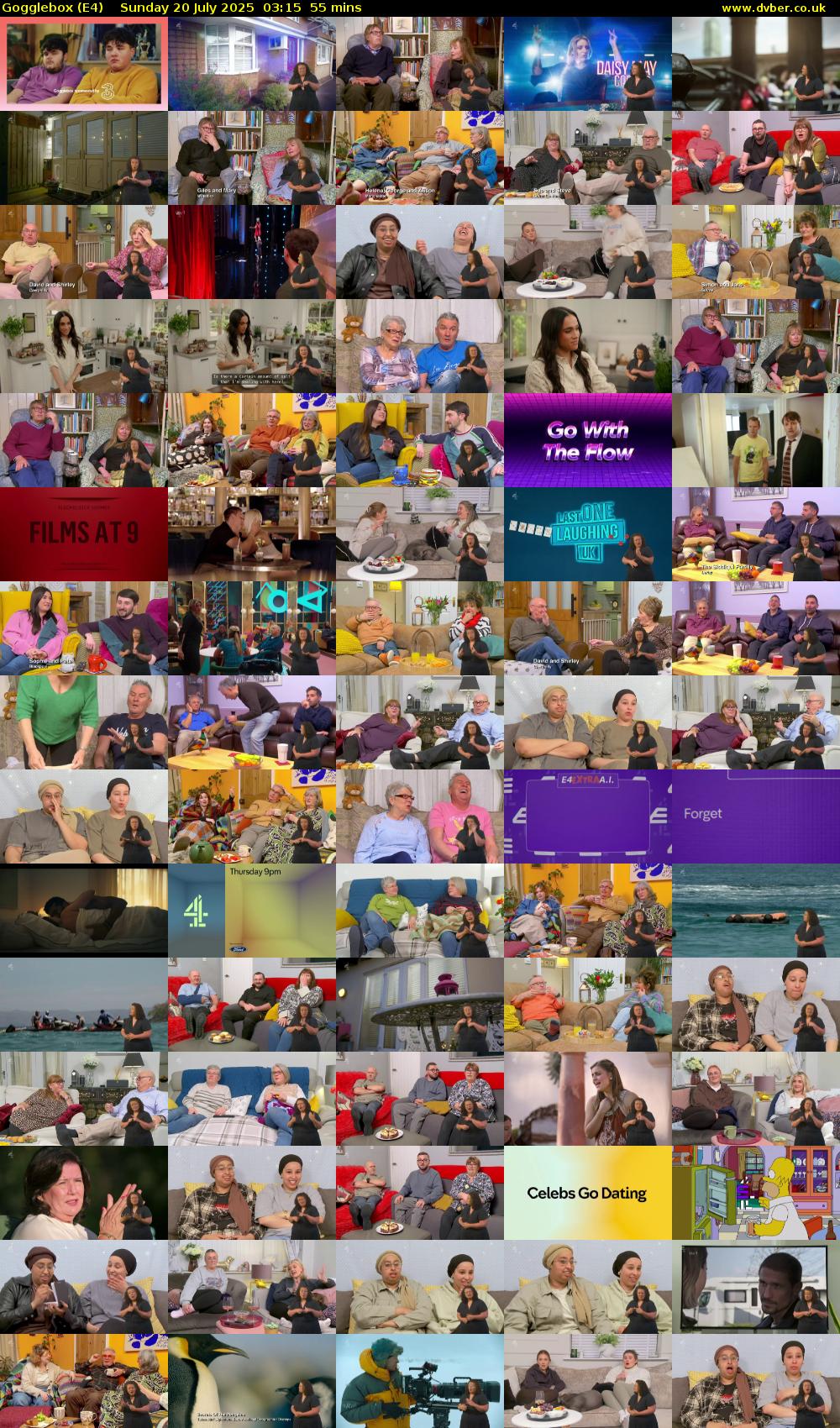 Gogglebox (E4) Sunday 20 July 2025 03:15 - 04:10