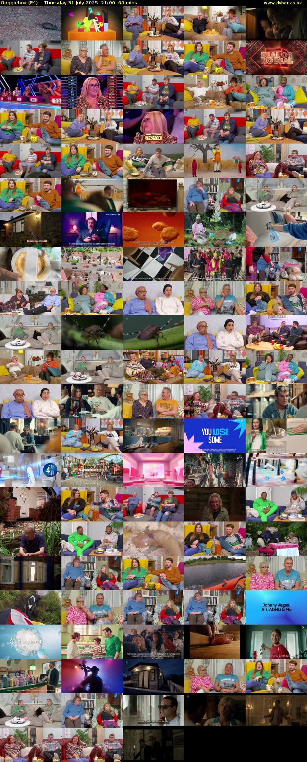 Gogglebox (E4) Thursday 31 July 2025 21:00 - 22:00