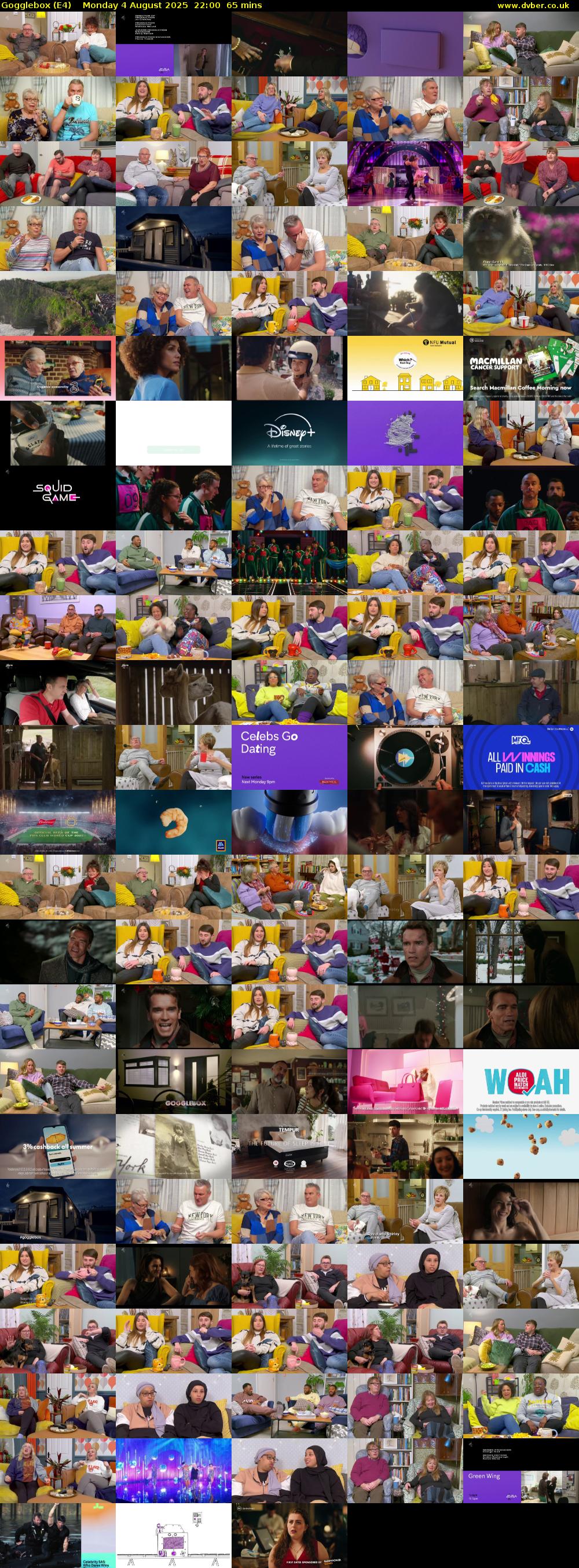 Gogglebox (E4) Monday 4 August 2025 22:00 - 23:05