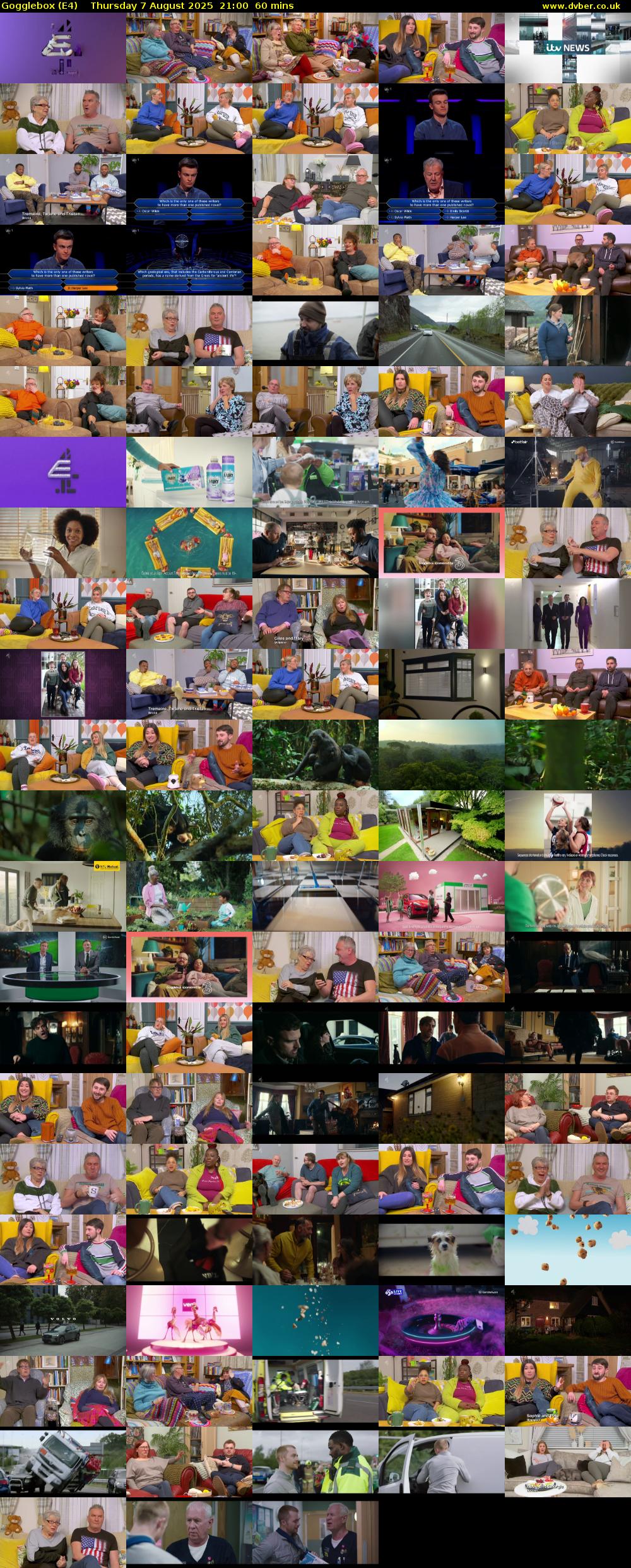 Gogglebox (E4) Thursday 7 August 2025 21:00 - 22:00