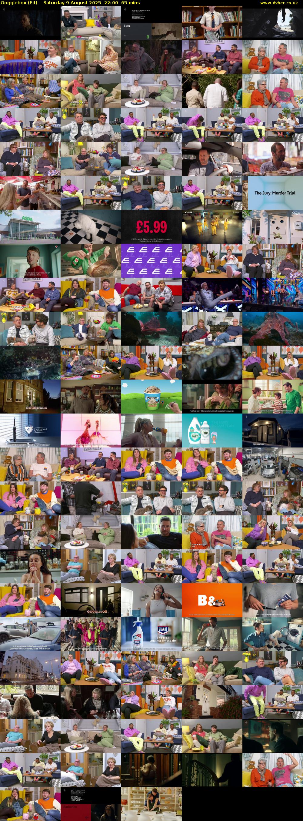 Gogglebox (E4) Saturday 9 August 2025 22:00 - 23:05