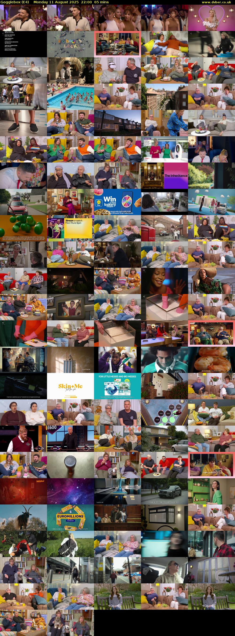 Gogglebox (E4) Monday 11 August 2025 22:00 - 23:05