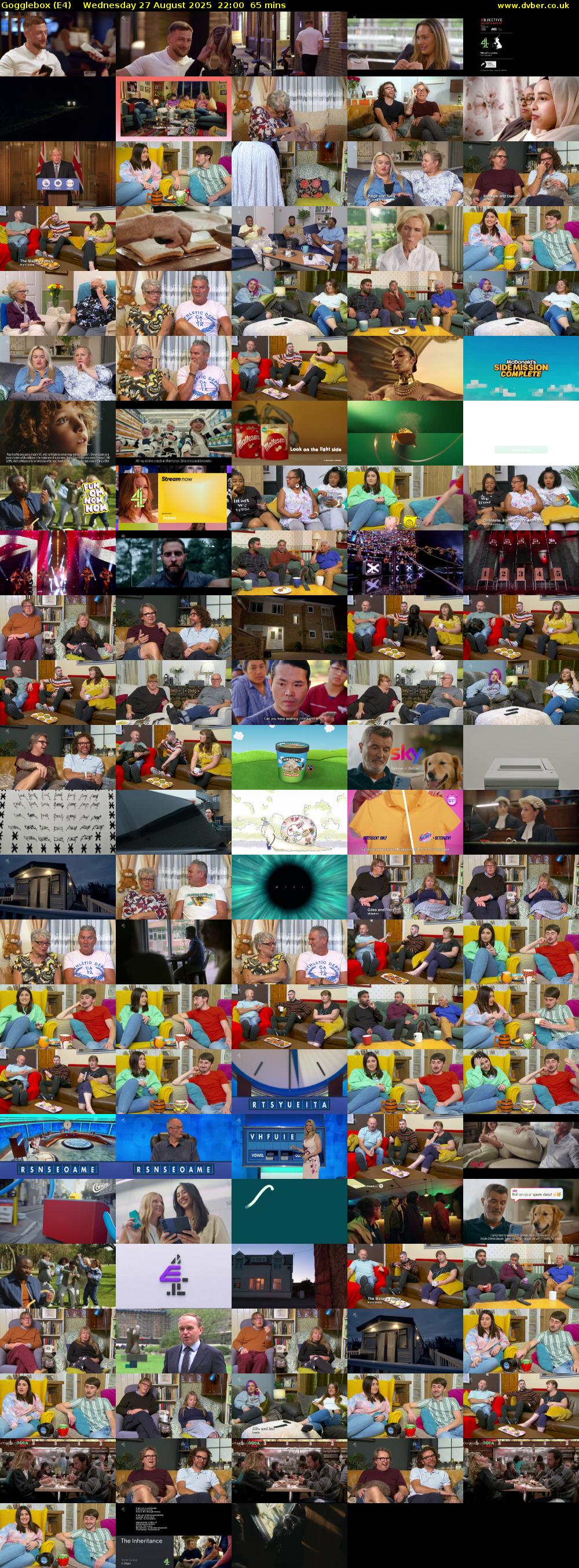 Gogglebox (E4) Wednesday 27 August 2025 22:00 - 23:05