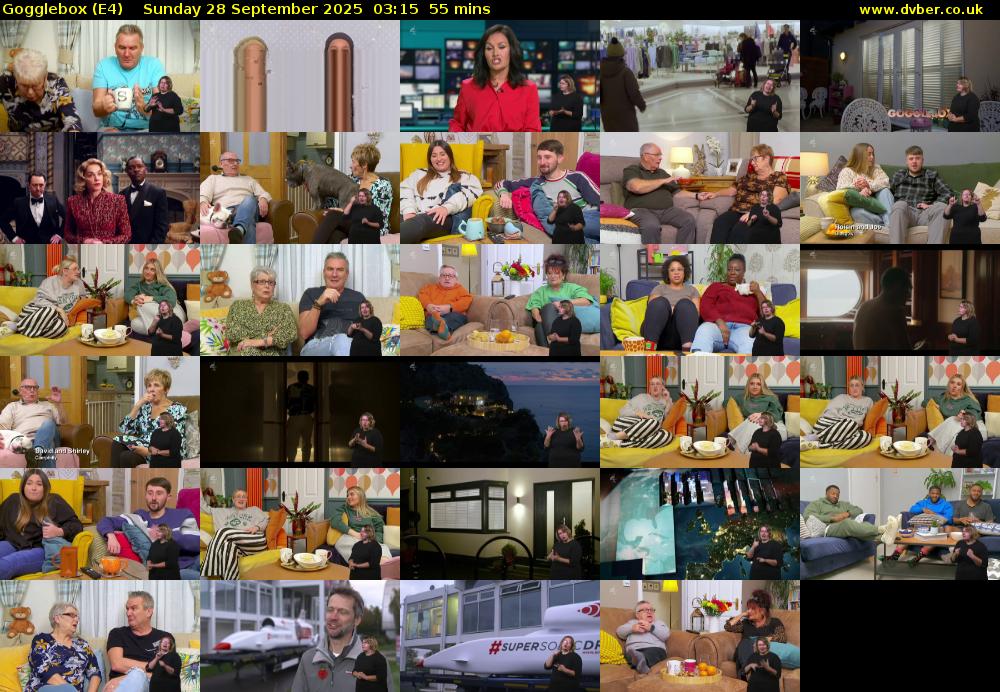 Gogglebox (E4) Sunday 28 September 2025 03:15 - 04:10