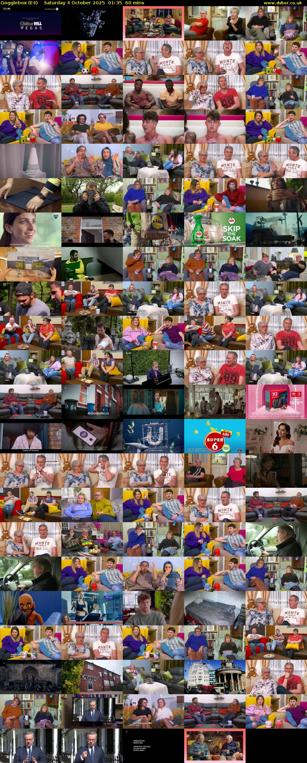 Gogglebox (E4) Saturday 4 October 2025 01:35 - 02:35