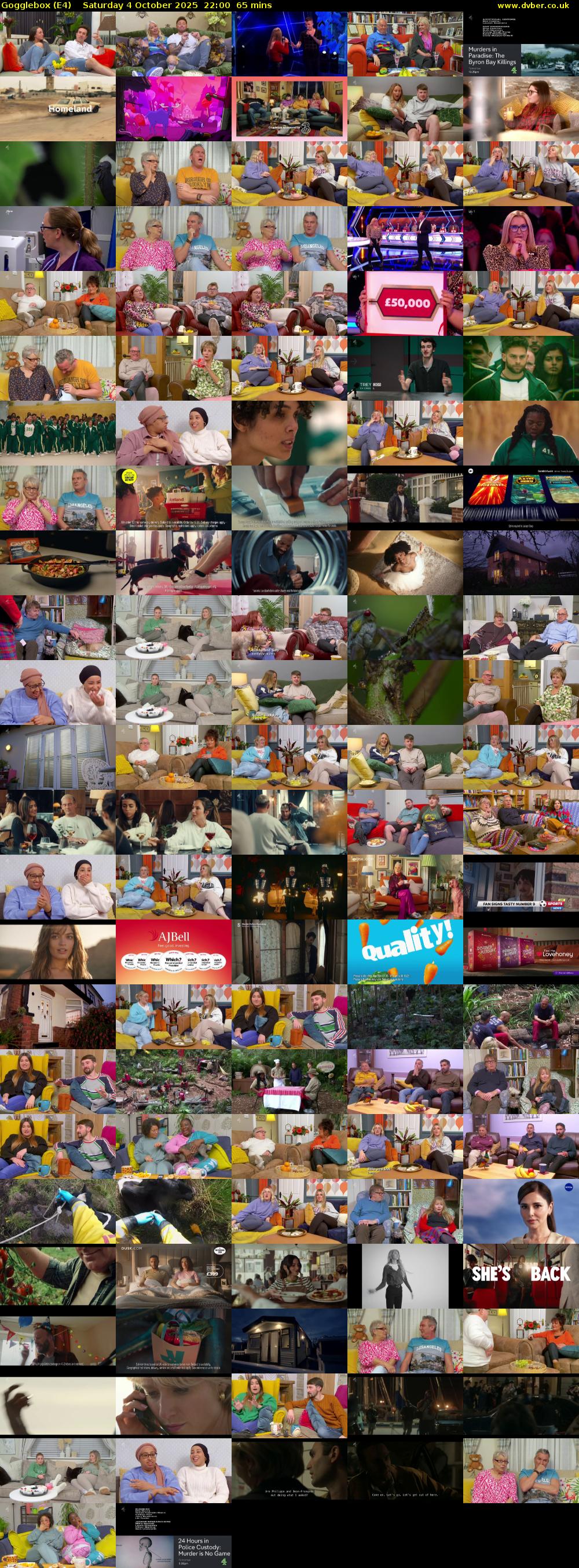 Gogglebox (E4) Saturday 4 October 2025 22:00 - 23:05