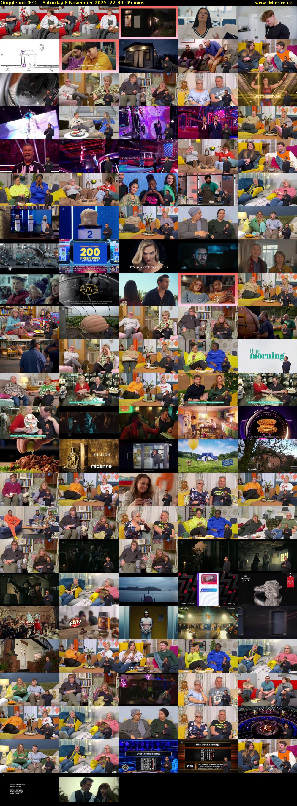 Gogglebox (E4) Saturday 8 November 2025 22:30 - 23:35