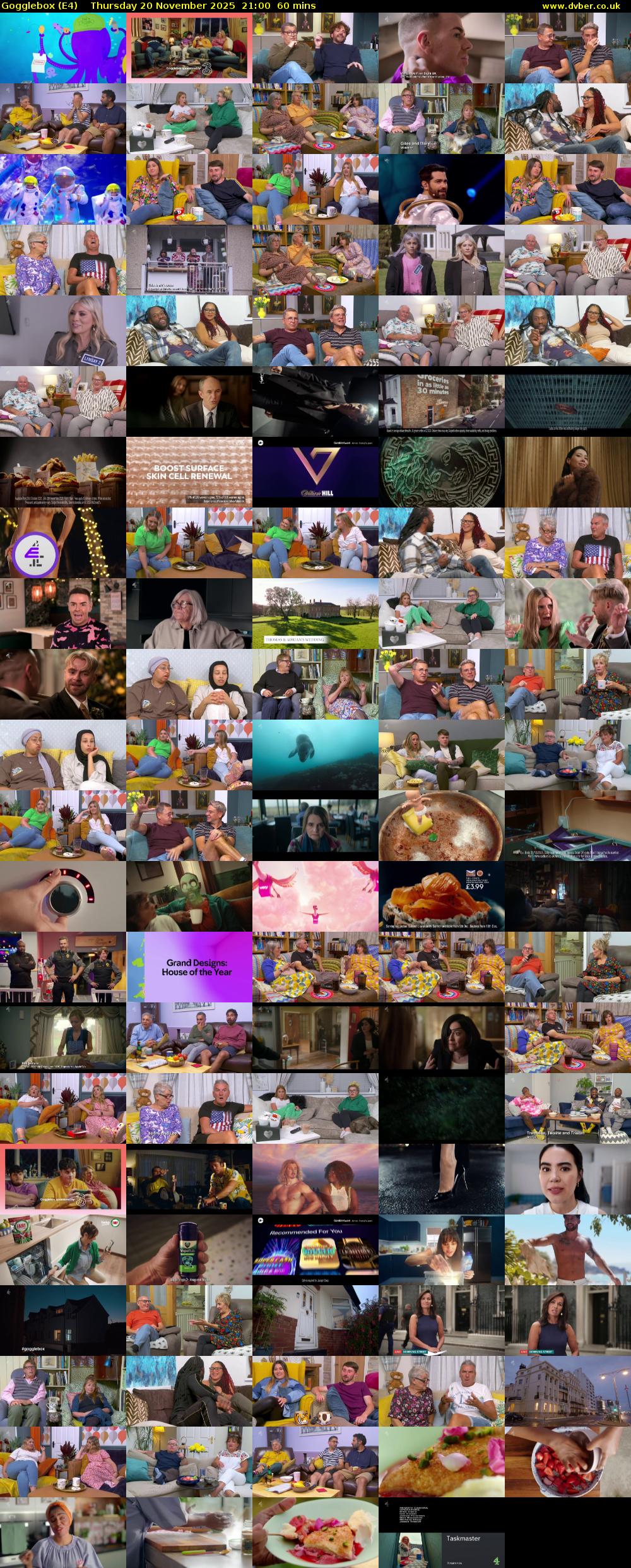 Gogglebox (E4) Thursday 20 November 2025 21:00 - 22:00