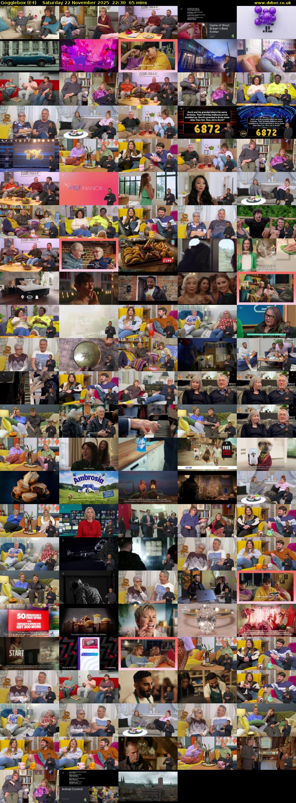 Gogglebox (E4) Saturday 22 November 2025 22:30 - 23:35