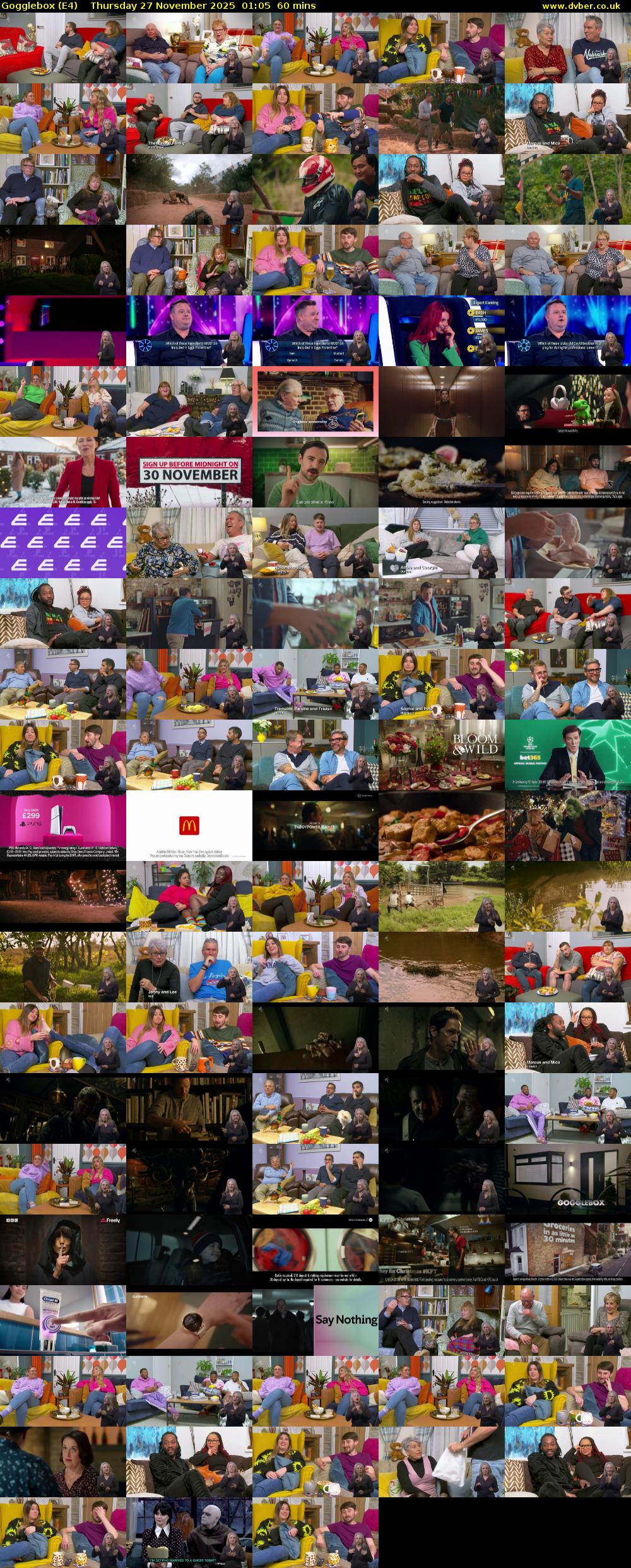 Gogglebox (E4) Thursday 27 November 2025 01:05 - 02:05