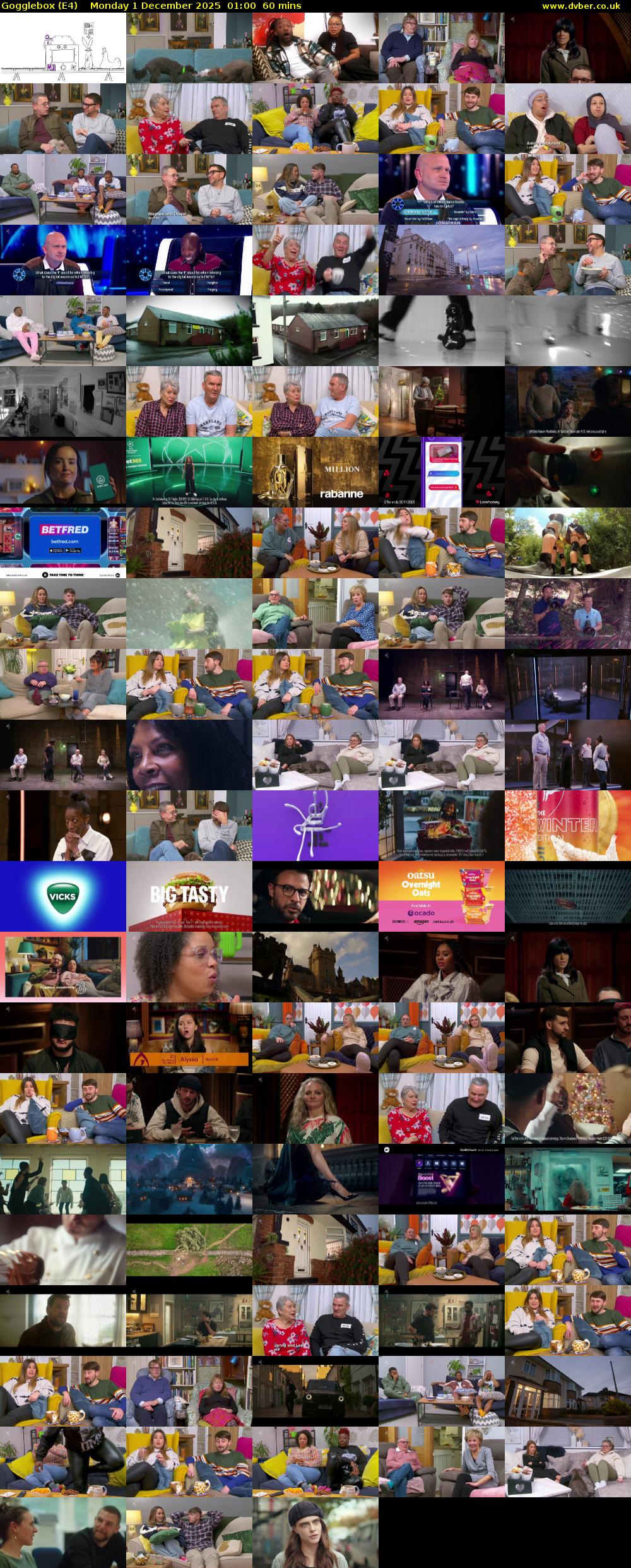 Gogglebox (E4) Monday 1 December 2025 01:00 - 02:00