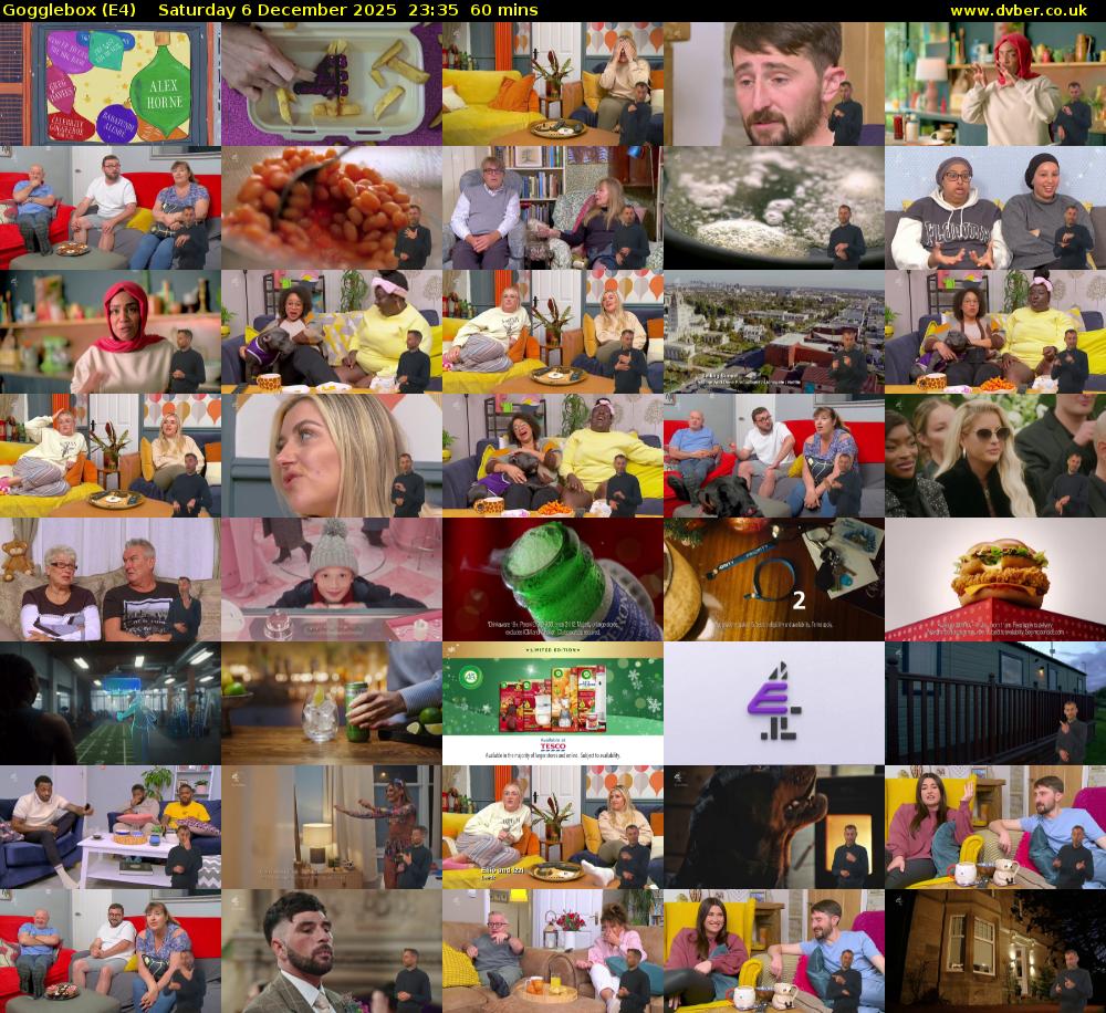 Gogglebox (E4) Saturday 6 December 2025 23:35 - 00:35