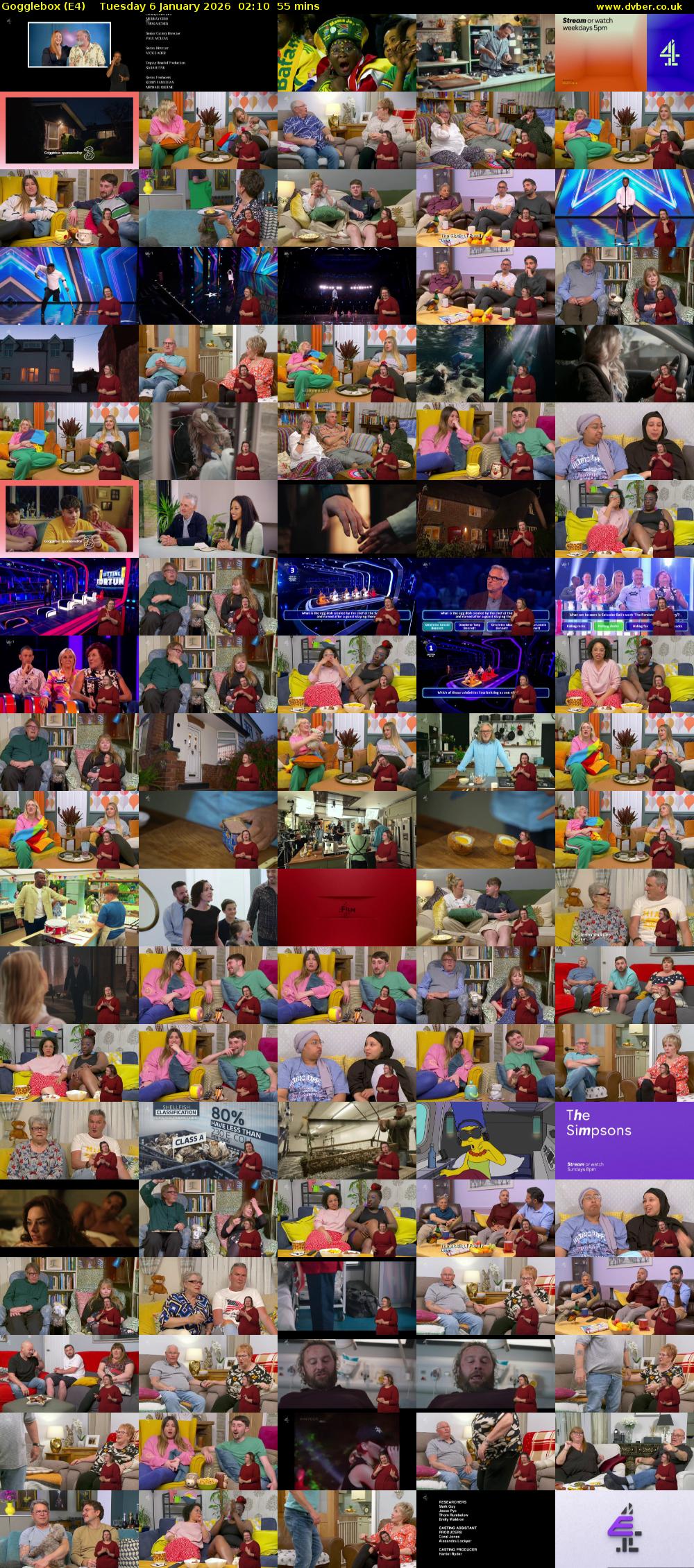Gogglebox (E4) Tuesday 6 January 2026 02:10 - 03:05