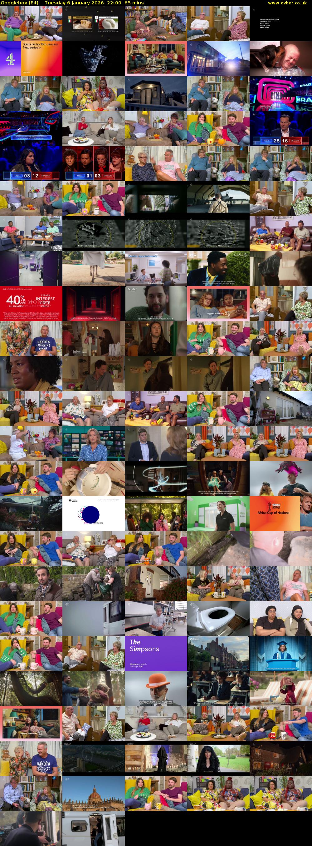 Gogglebox (E4) Tuesday 6 January 2026 22:00 - 23:05