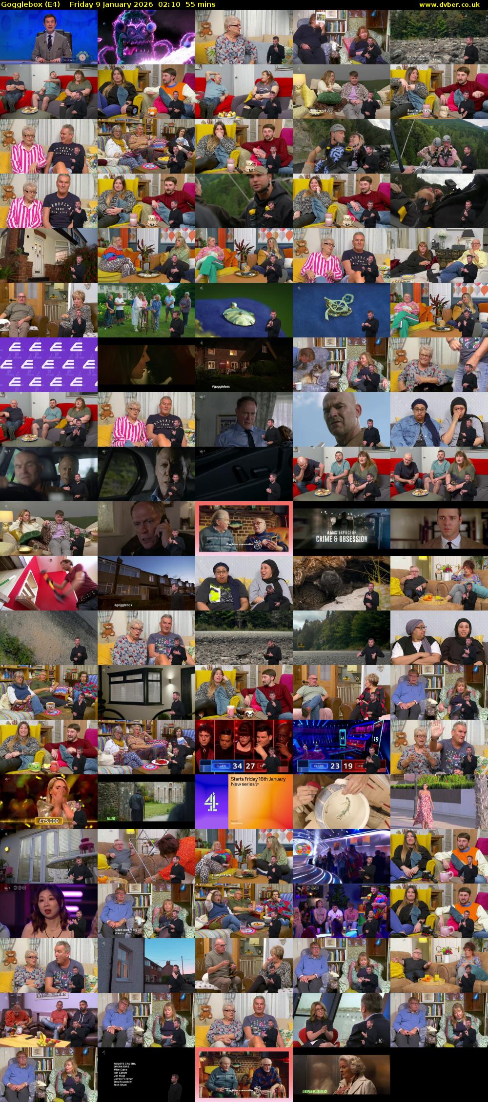 Gogglebox (E4) Friday 9 January 2026 02:10 - 03:05