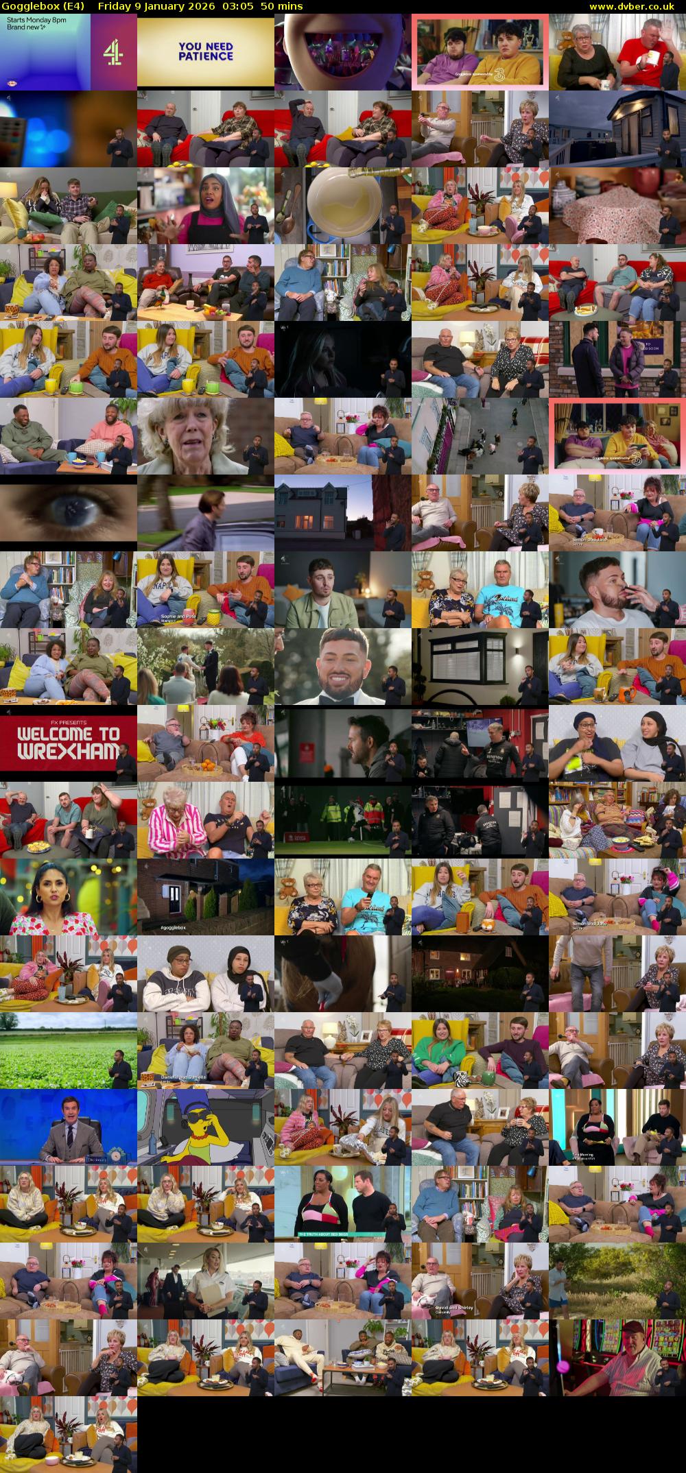 Gogglebox (E4) Friday 9 January 2026 03:05 - 03:55