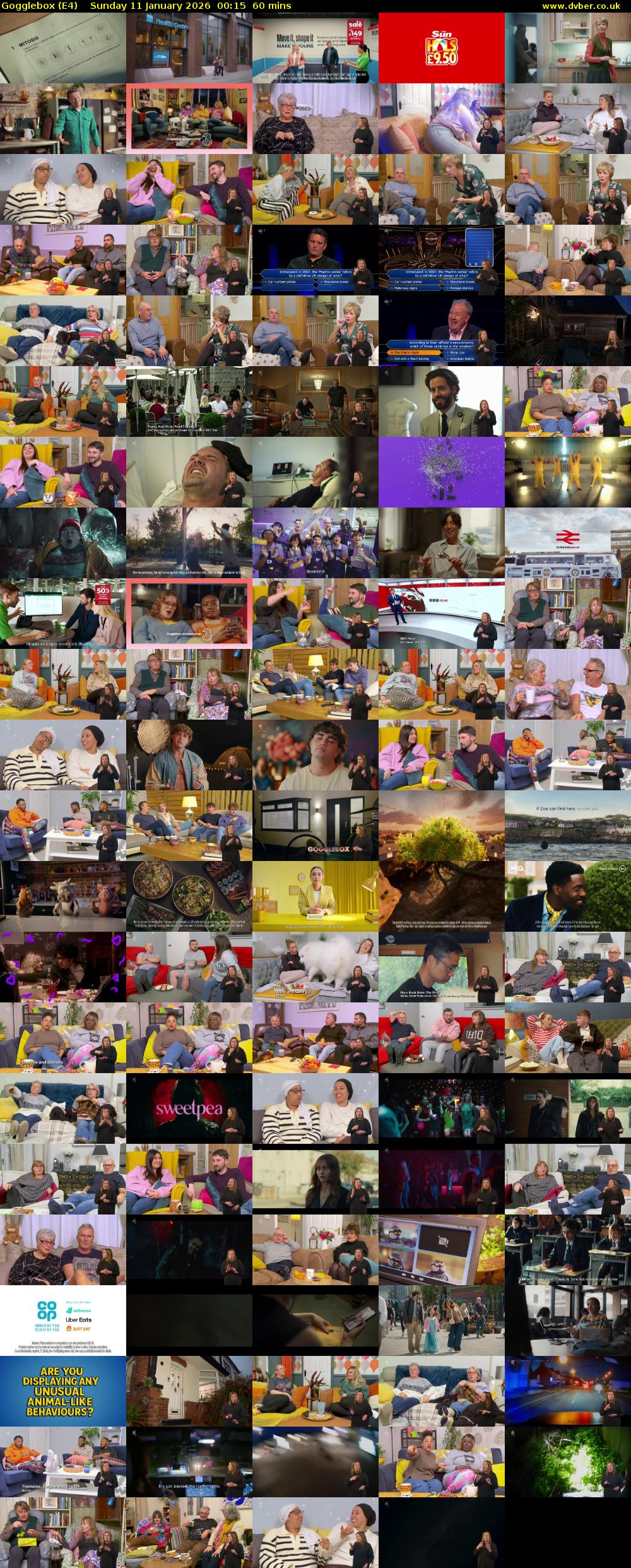 Gogglebox (E4) Sunday 11 January 2026 00:15 - 01:15