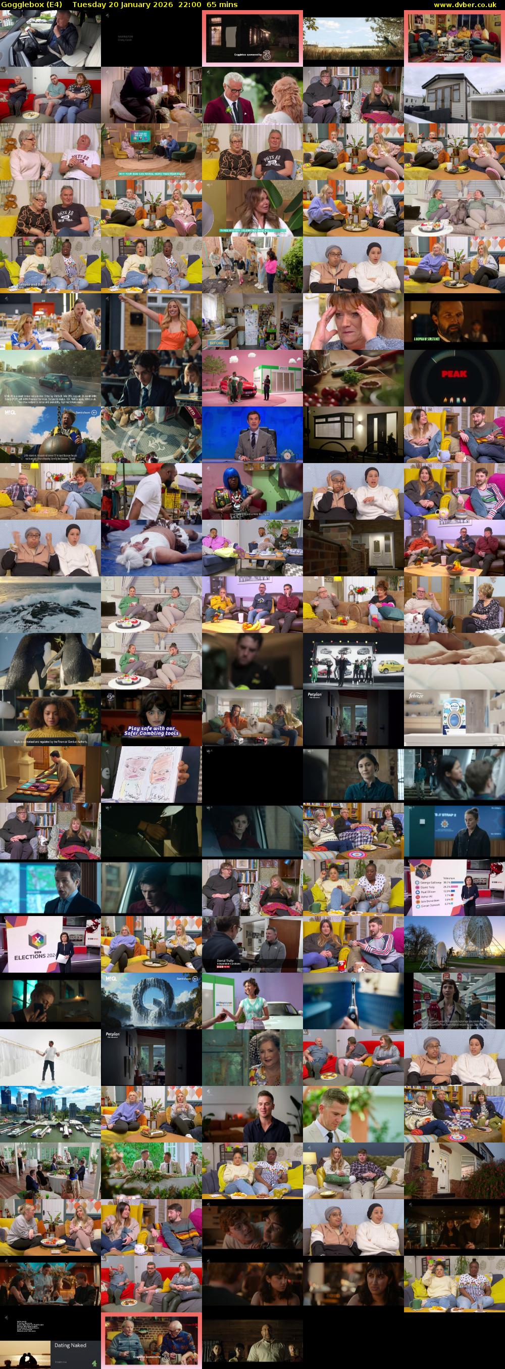 Gogglebox (E4) Tuesday 20 January 2026 22:00 - 23:05