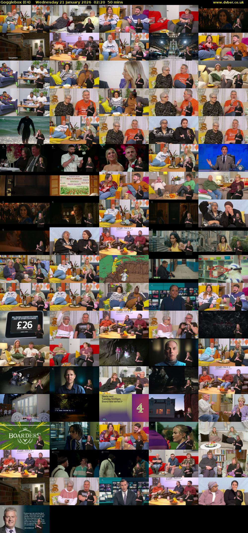 Gogglebox (E4) Wednesday 21 January 2026 02:20 - 03:10